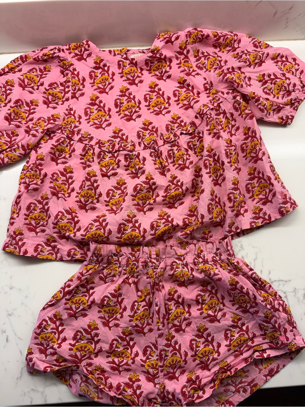 Pink Chicken Pink and Yellow Floral Pajama Set